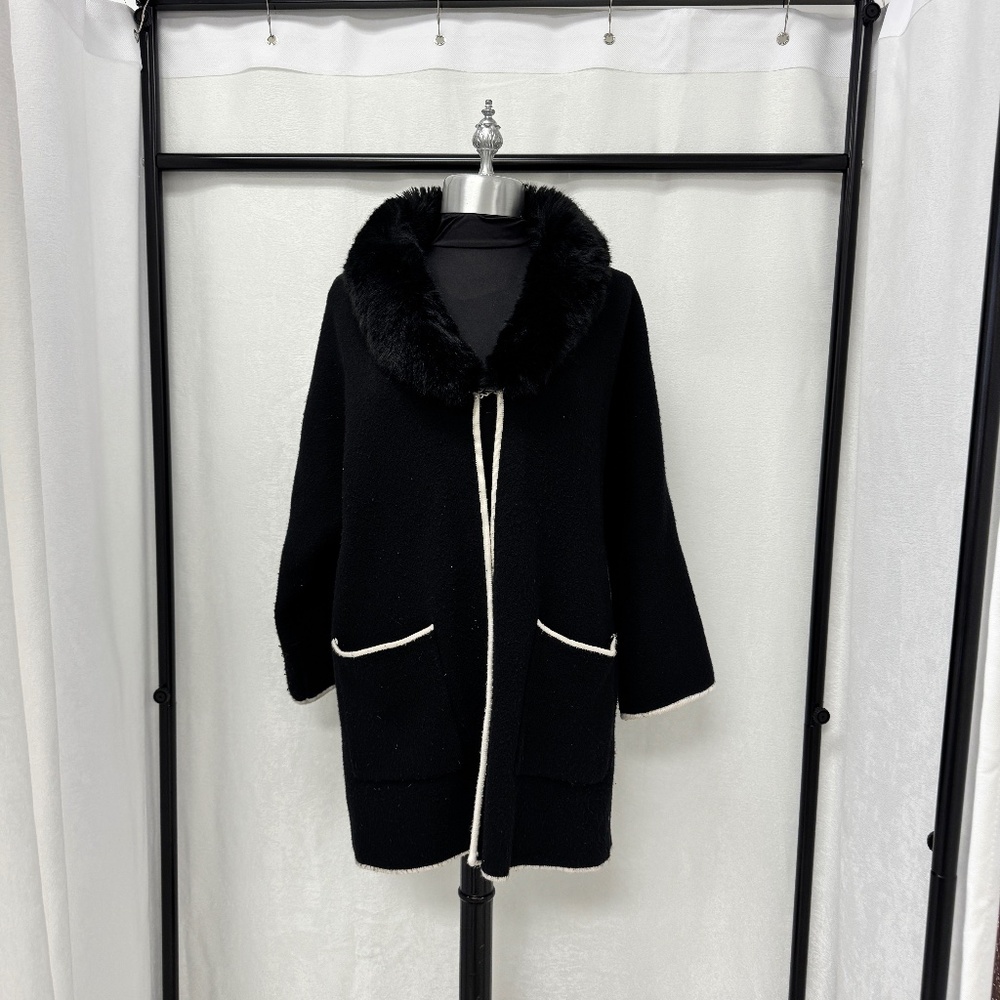 Saks Fifth Avenue Women's Faux Fur Collar Jacket in Black Combo